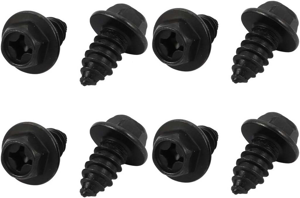 M8x20mm Iron Zinc Plated Self-Tapping Hex Flange Phillips Drive Blot Screw 8pcs