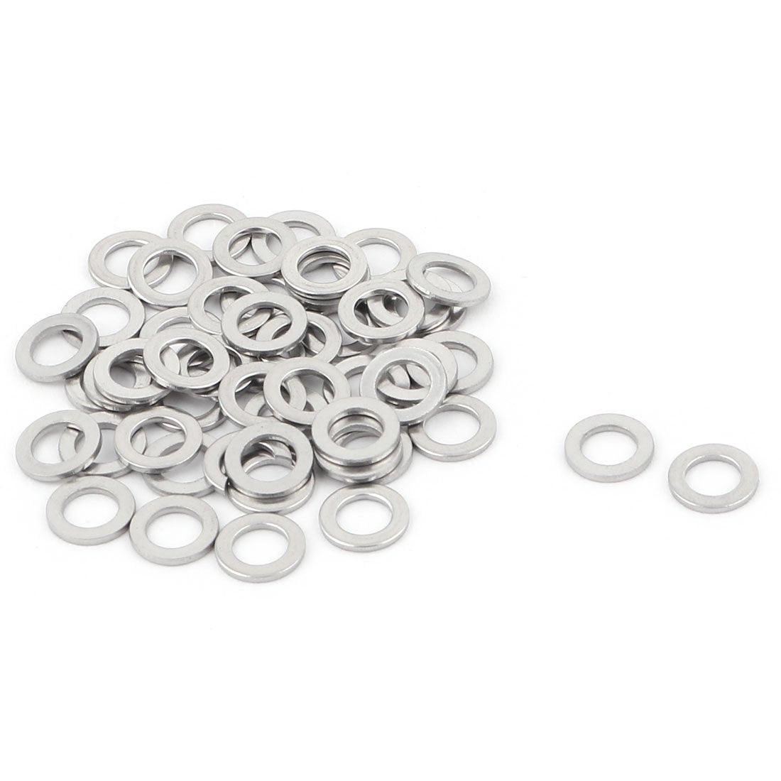 5.5mm Inner Dia Stainless Steel Flat Washers Screws Bolts Silver Tone 50 Pcs