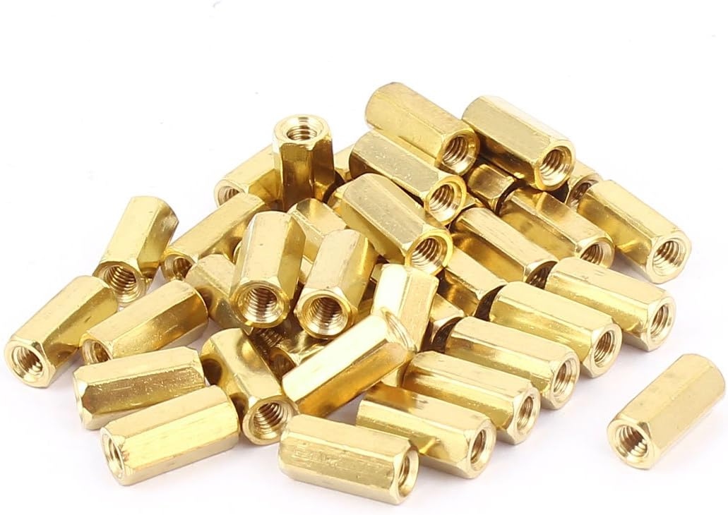 38 Pcs M3x10mm Female Brass Spacer Hex Standoff Screw Pillar Gold Tone