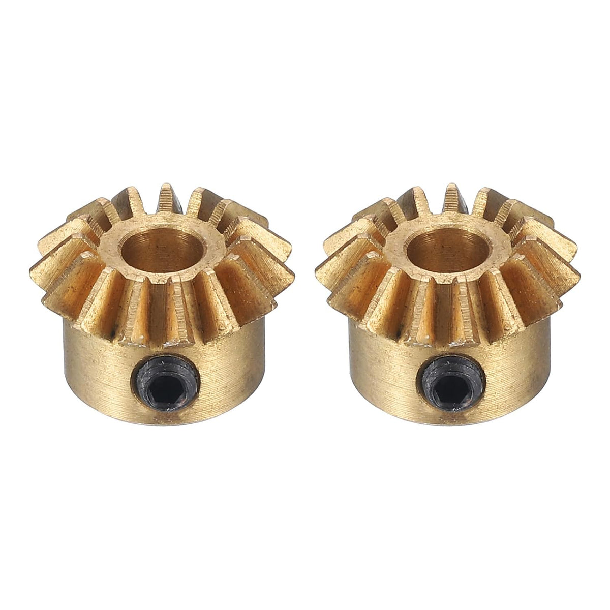 2pcs Bevel Gear 0.8 Module 1:1 Reduction Rate 15T 4mm Hole Dia Bevel Pinion Gear Brass, 45 Degree Steering Gear for Hardware Mechanical Rotation, Yellow