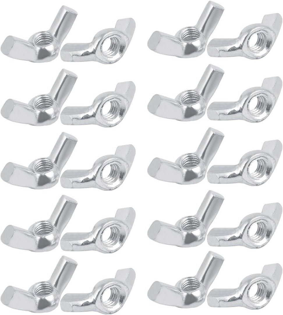 M5 Female Thread Metal Butterfly Wing Nut Fasteners Silver Tone 20pcs