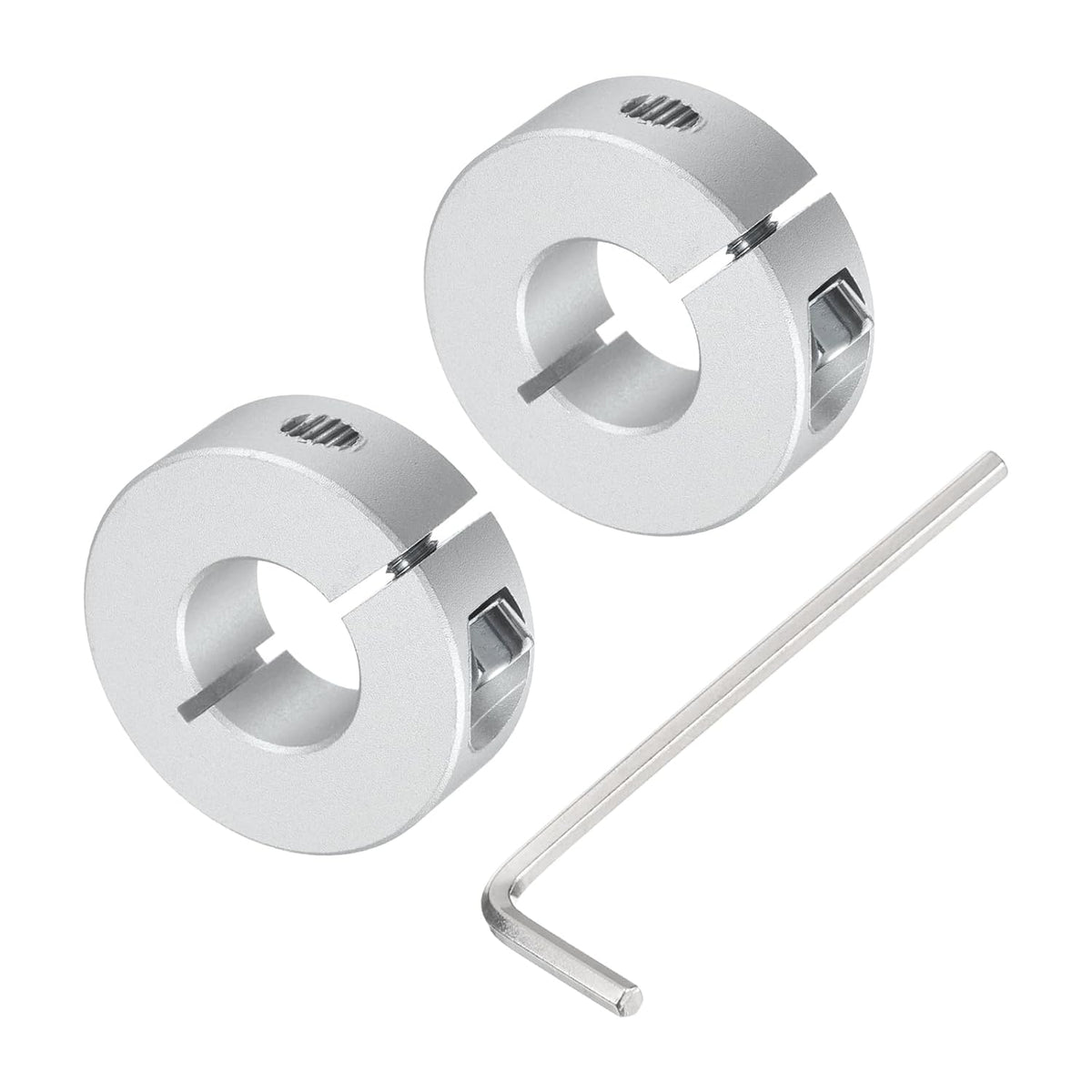 Single Split Shaft Collar Set for 16mm Shaft, One-Piece 2pcs Clamping Collars 35mm OD, 12mm Thickness, Aluminum Alloy Clamp-On Collar with M5 Set Screws and a Wrench