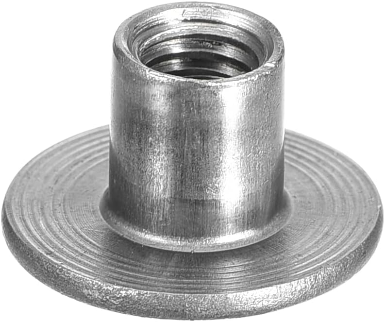M6 T-Nuts, 24pcs Carbon Steel Tee Nuts, Round Base Weld Nuts 10mm Height Through Hole Flange Insert Female Thread Plate Nuts