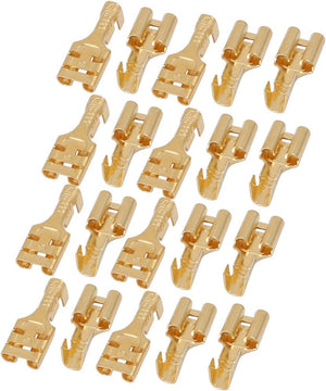 Brass 6.3 mm Connectors Female Spade Cable Terminals, 20 Piece