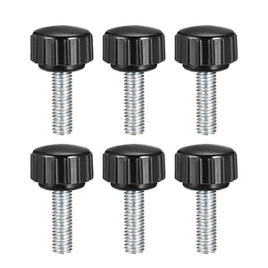 M5 x 20mm Metric Male Thread Knurled Clamping Knobs Grip Thumb Screw on Type Hand Clamping Handle Bolt with 15mm Plastic Knobs Black 6 Pcs