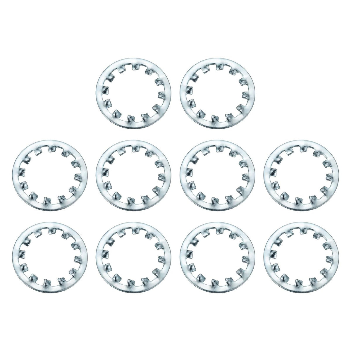 10Pcs 7/8 Internal Tooth Lock Washer, Zinc-Plated Carbon Steel Multi-Tooth Star Washer Locking Fastener, Silver Tone