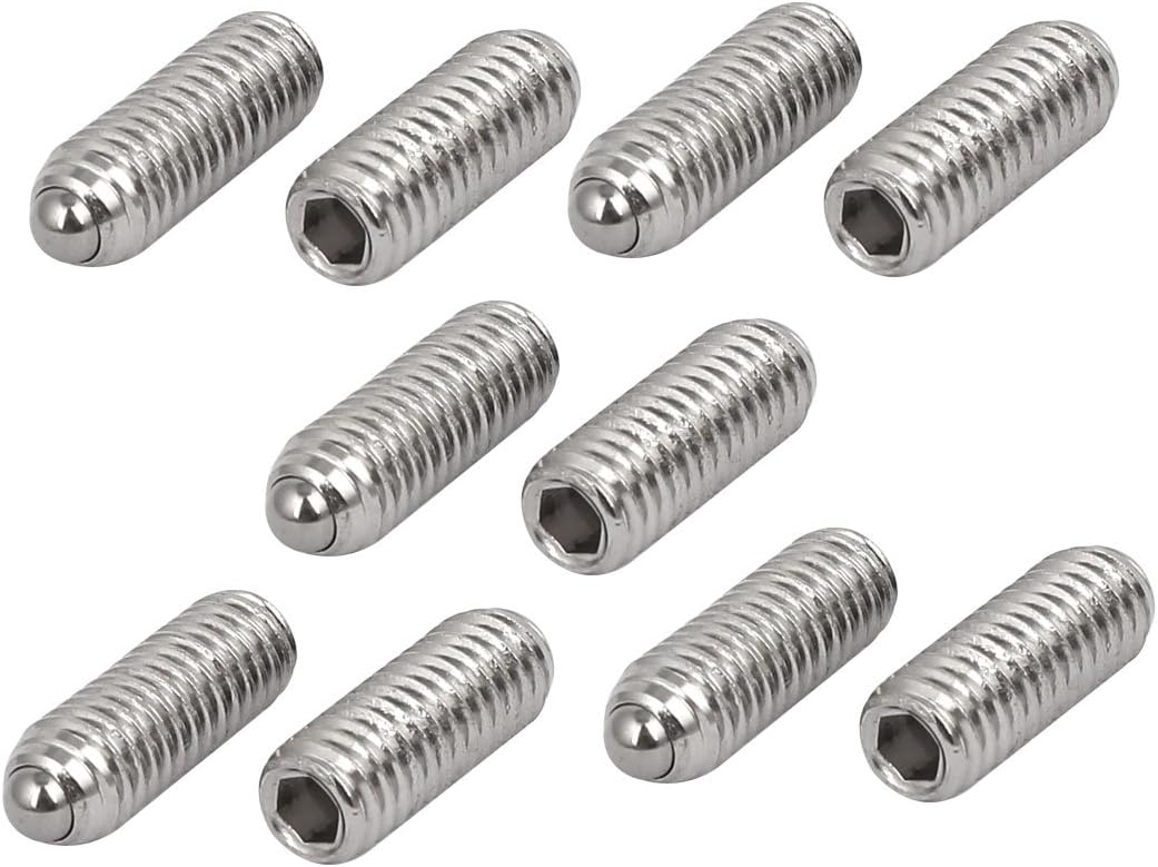 M6x16mm 304 Stainless Steel Spring Hex Socket Ball Point Grub Set Screws 10pcs