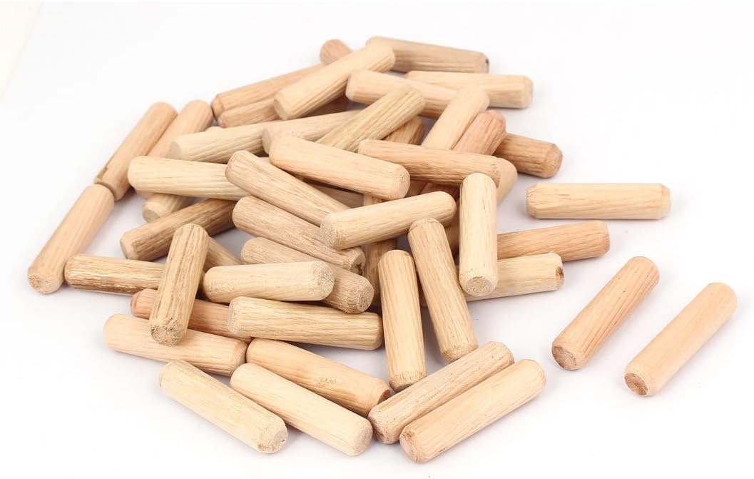 9.8mm x 40mm Wooden Dowel Round Fluted Wood Craft Dowel Pins 50 Pcs