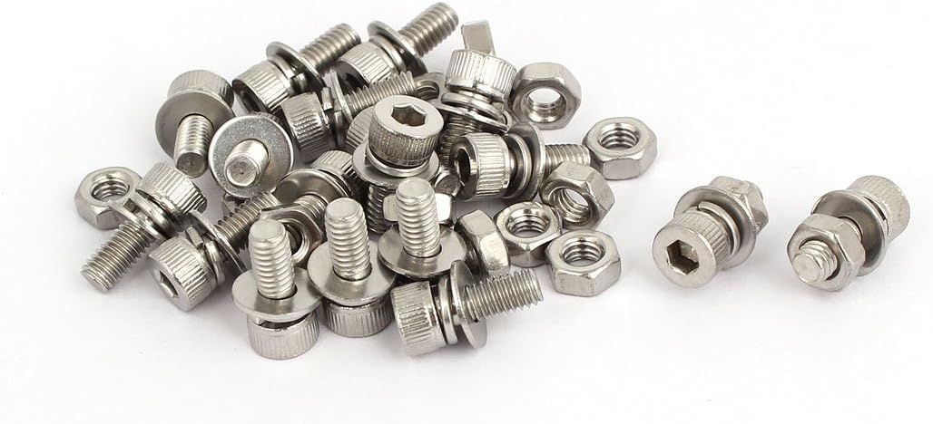 M4x10mm 304 Stainless Steel Hex Socket Head Cap Bolt Screw Nut w Washer 18 Sets