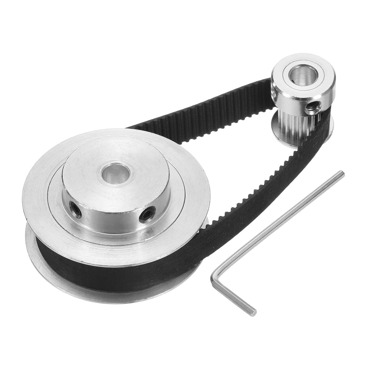 GT-2 Synchronous Wheel 20&60 Teeth 6.35mm Bore, Aluminum Alloy Timing Pulley Wheel with 1Pcs Length 200mm, Width 10mm Belt for 3D Printer, CNC Machine (20-60T-6.35B-10)