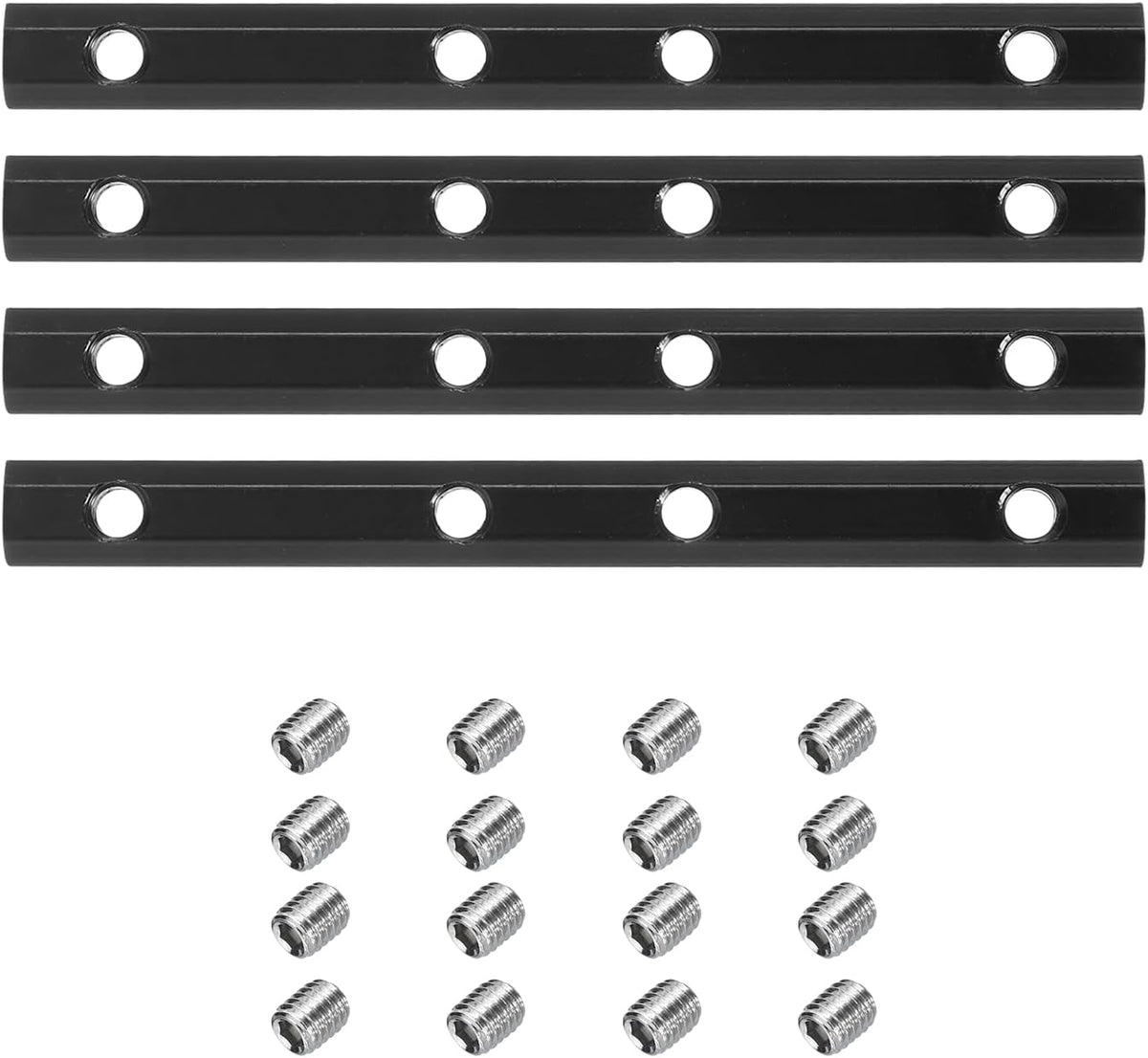 4pcs 20 Series Straight Line Connector 4 Inch with M5 Mounting Screws Corner Bracket for T/V Slot 2020 Series Carbon Steel Extrusion Profile, Black