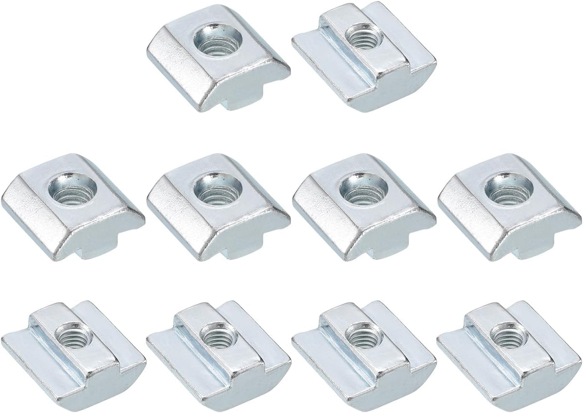 T Nuts, 20pcs - Nickel Plated Carbon Steel T Slot Bolts, 4040 Series M6 Hammer Head Fastener, Sliding T Nuts for Aluminum Extrusion Profile (Silver)