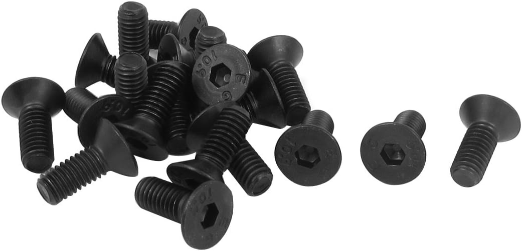 M6 x 16mm Metric Hex Socket Countersunk Head Screw Bolts Black 20PCS