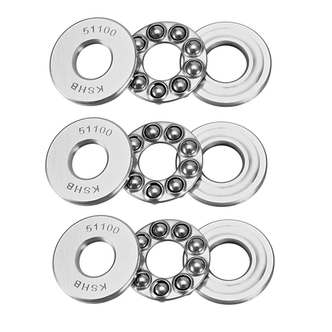 51100 Thrust Ball Bearings 10mm x 24mm x 9mm Chrome Steel ABEC3 Single Row Roller 3pcs