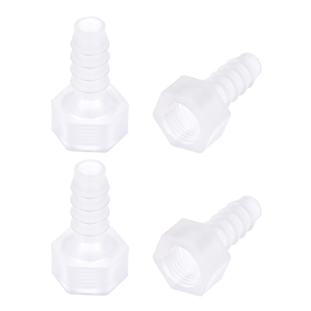 Polypropylene Hose Barb Fitting Coupler, 8mm Barb x G1/4 Female Thread Pipe Adapter, Translucent 4Pcs