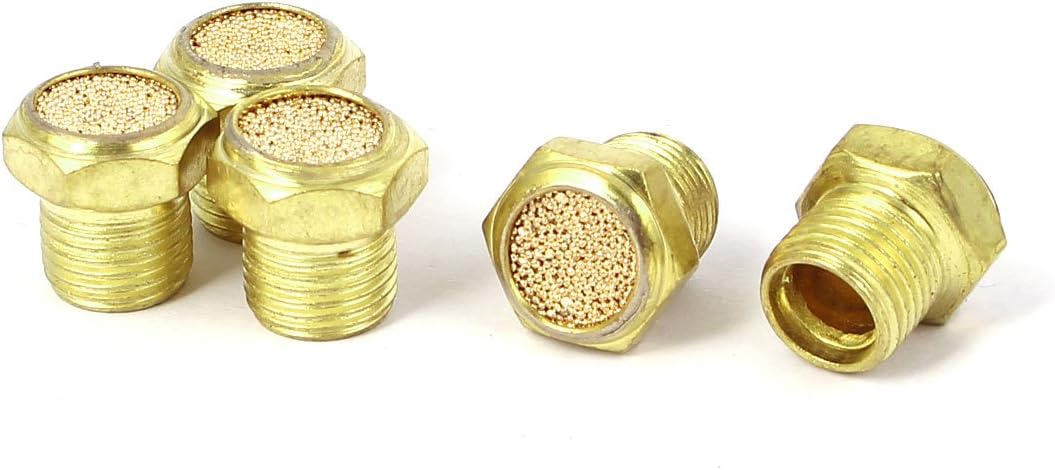 1/8BSP Thread Flat Head Pneumatic Air Breather Muffler Noise Exhaust 13 x 13mm 5pcs