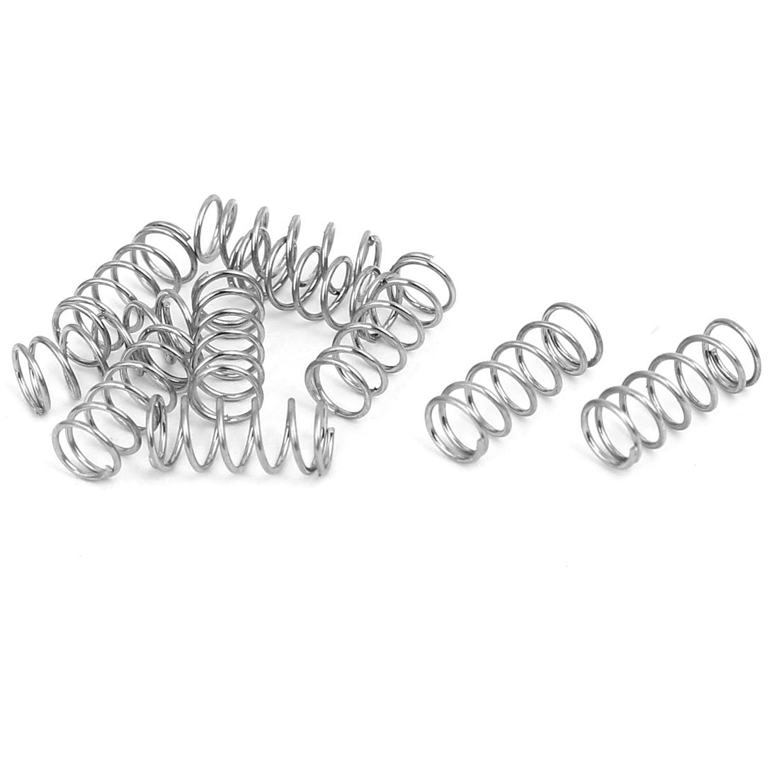 Compression Spring,304 Stainless Steel,4mm OD,0.4mm Wire Size,10mm Free Length,Silver Tone,10Pcs