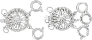 2Pcs Layering Necklace Clasps Separator 2 & 3 Stands Slide Jewelry Lock Clasp Converter Connector for Layered Bracelet Necklace Making, Silver