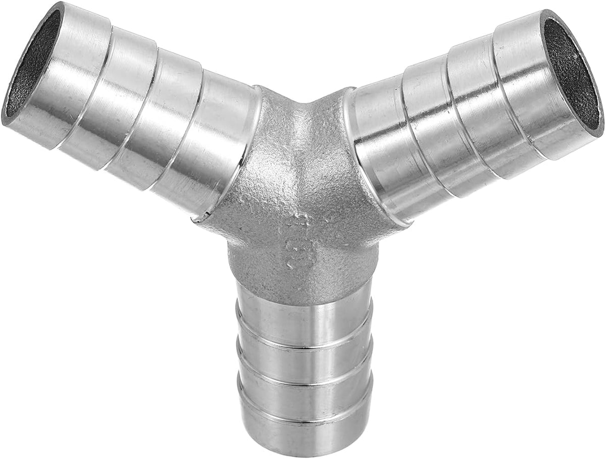 1" Y Shape Hose Barb Pipe Fitting, 304 Stainless Steel 3 Way Pipe Hose Pipe Fitting Adapter for Vacuum Systems, Industrial Pipe Connections, Silver