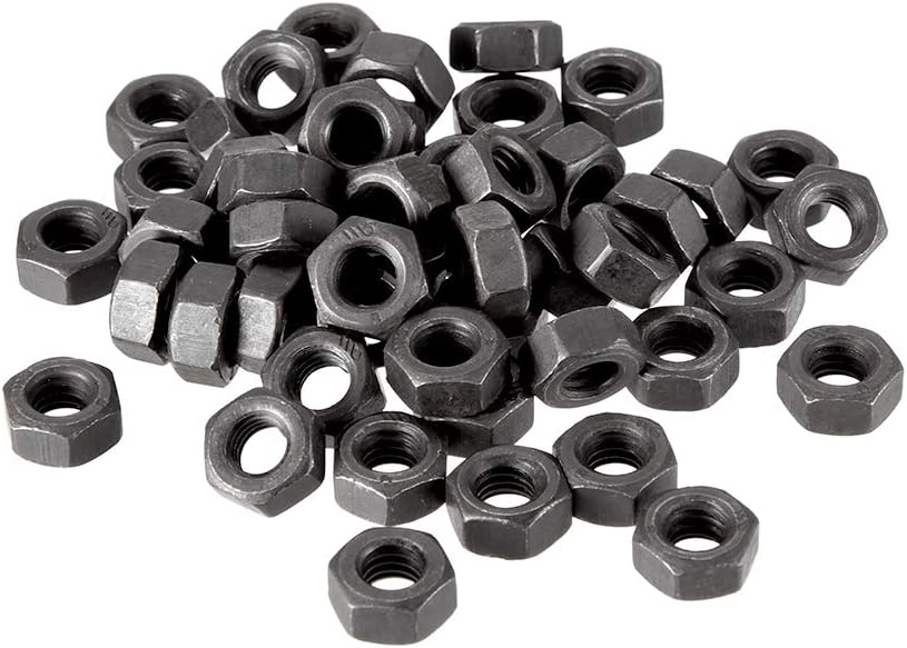 Hex Nuts, M6x1mm Metric Coarse Thread Hexagon Nut, Carbon Steel, Pack of 50 (Black)