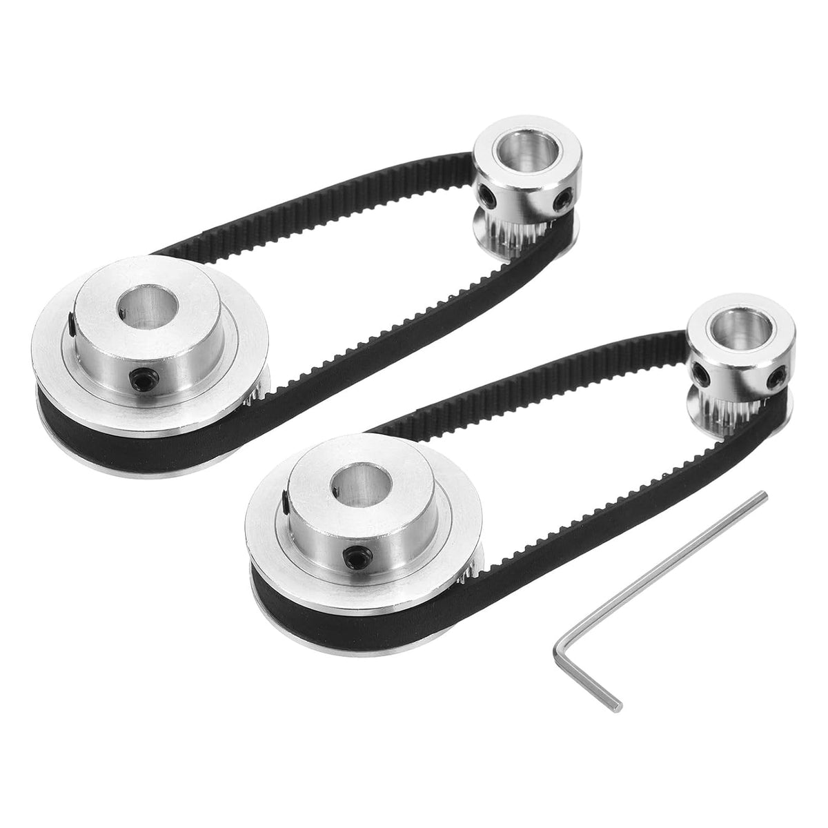 2 Set GT-2 Synchronous Wheel 20&48 Teeth 8mm Bore, Aluminum Alloy Timing Pulley Wheel with 2Pcs Length 200mm, Width 6mm Belt for 3D Printer, CNC Machine (20-48T-8B-6)