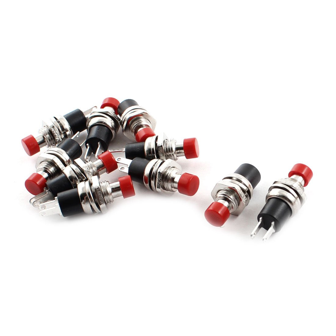 10Pcs AC 125V 3A AC250V 6A ON/OFF SPST Momentary Pushbutton Switch Red