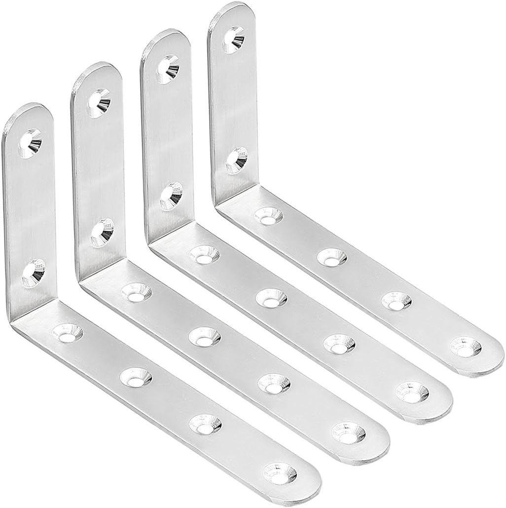 Stainless Steel Shelves Corner Brace 125mmx77mmx20mm, Joint L Shape Right Angle Corner Fastener Joints Support Bracket, Pack of 4