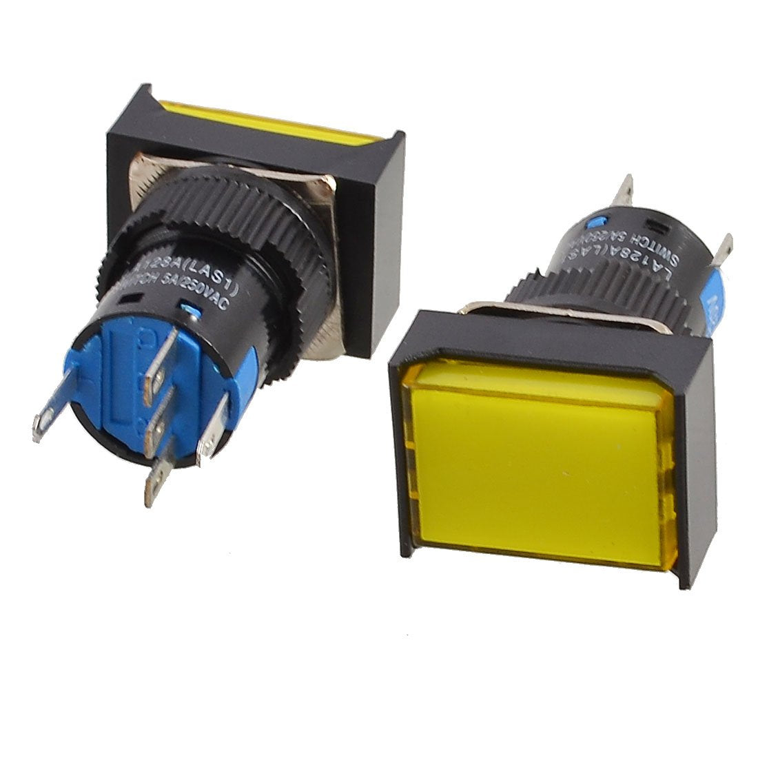 Rectangle Cap, SPDT 5 Pins Push Button Switch, AC 250V 5 Amp, Yellow