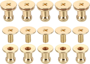 10 Pcs Brass Ball Head Stud Screw, 5mm/0.2" Nipple Rivet Button Strap Stopper for DIY Leather Craft, Gold Tone