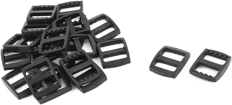 LinkMejor Plastic Travel Adjustable Backpack Glide Buckle 15mm Strap Width 20pcs Black