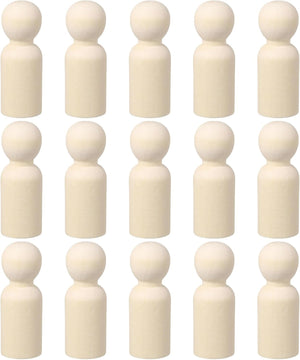 15 Pack Wood Peg, 3 Inch Boy-Shape Wooden Peg People, Unfinished Wooden Peg People Bodies Figures for DIY Art Crafts Painting