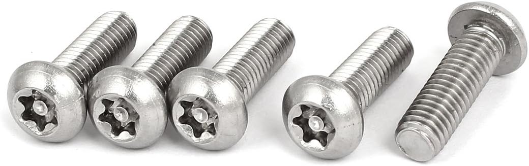 M8x25mm 304 Stainless Steel Button Head Torx Security Machine Screws 5pcs