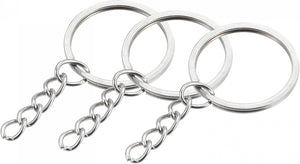 Split Keychain Rings, 2x28mm Round Flat Key Holder with Chain for Home Car Keys Organization, Nickel Plated, Silver Tone 24Pcs
