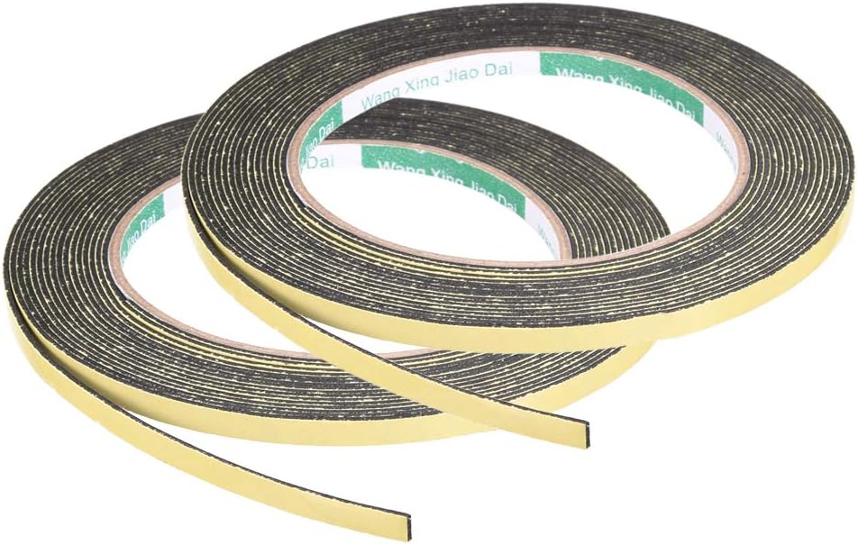 Sealing Foam Tape 5mm Wide 1mm Thick 5m/16.4ft Long, Self Adhesive Weather Strip for Window Door Insulation, Pack of 2