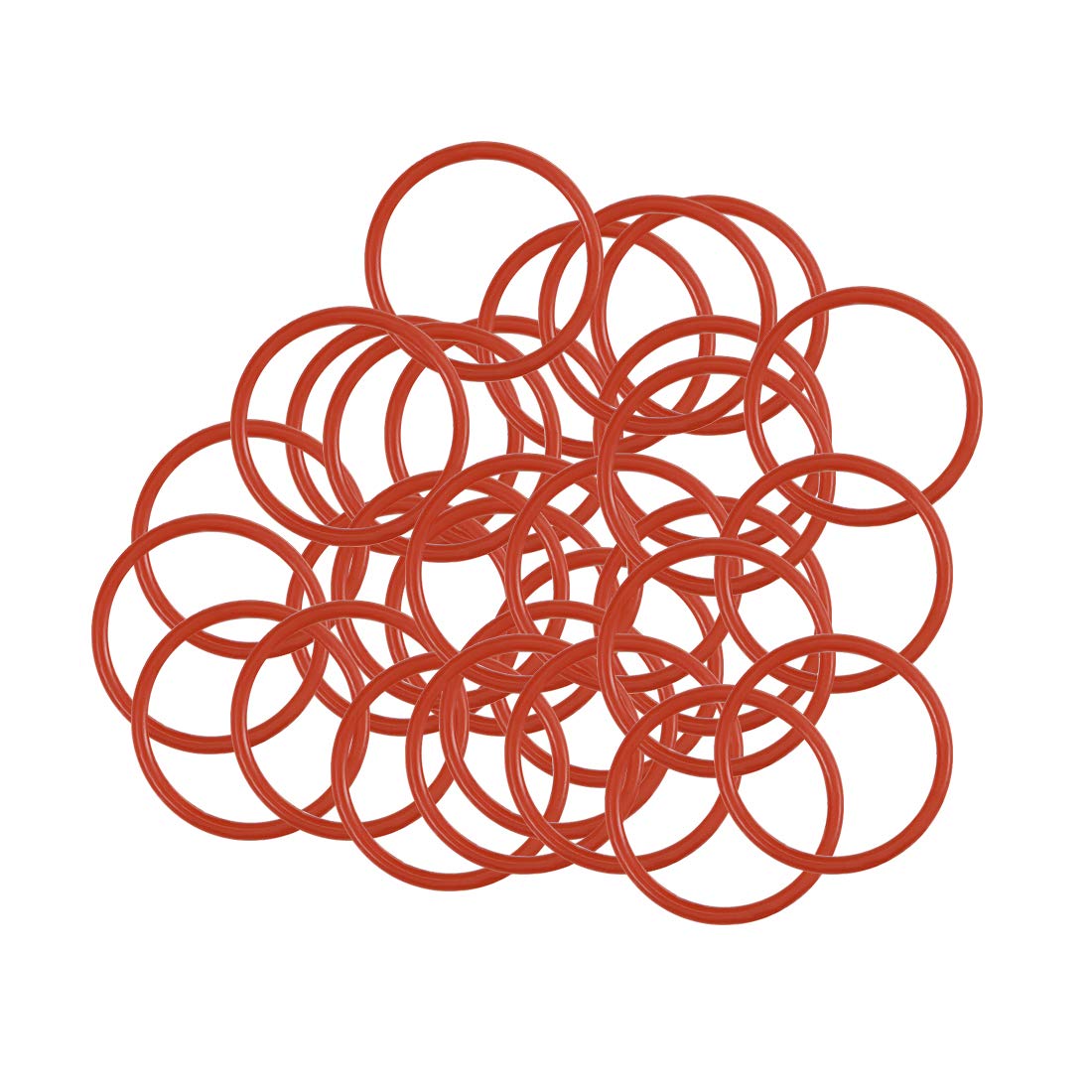 Silicone O-Ring, 12.5mm OD, 10.5mm ID, 1mm Width, VMQ Seal Rings Gasket, Red, Pack of 30