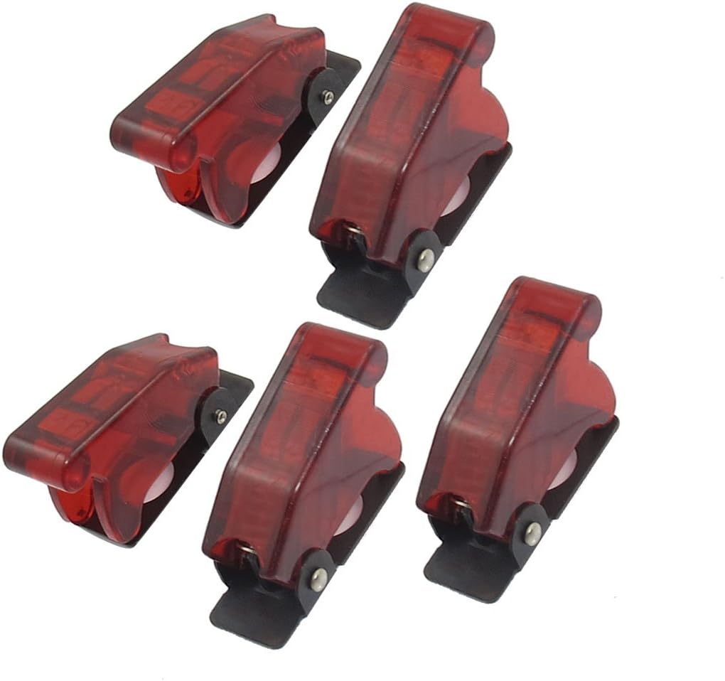 5 Pcs 12mm Mount Dia. Red Security Flip Cover for Toggle Switch