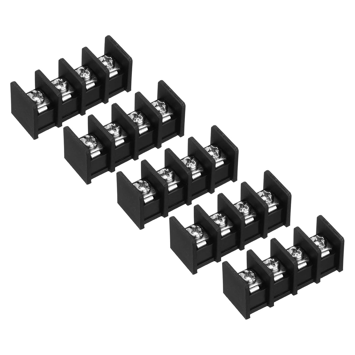 5 Pcs 4 Positions Terminal Block 300V 20A 11mm Pitch Single Rows 4 Circuits DIN Row Screw Terminals Strip