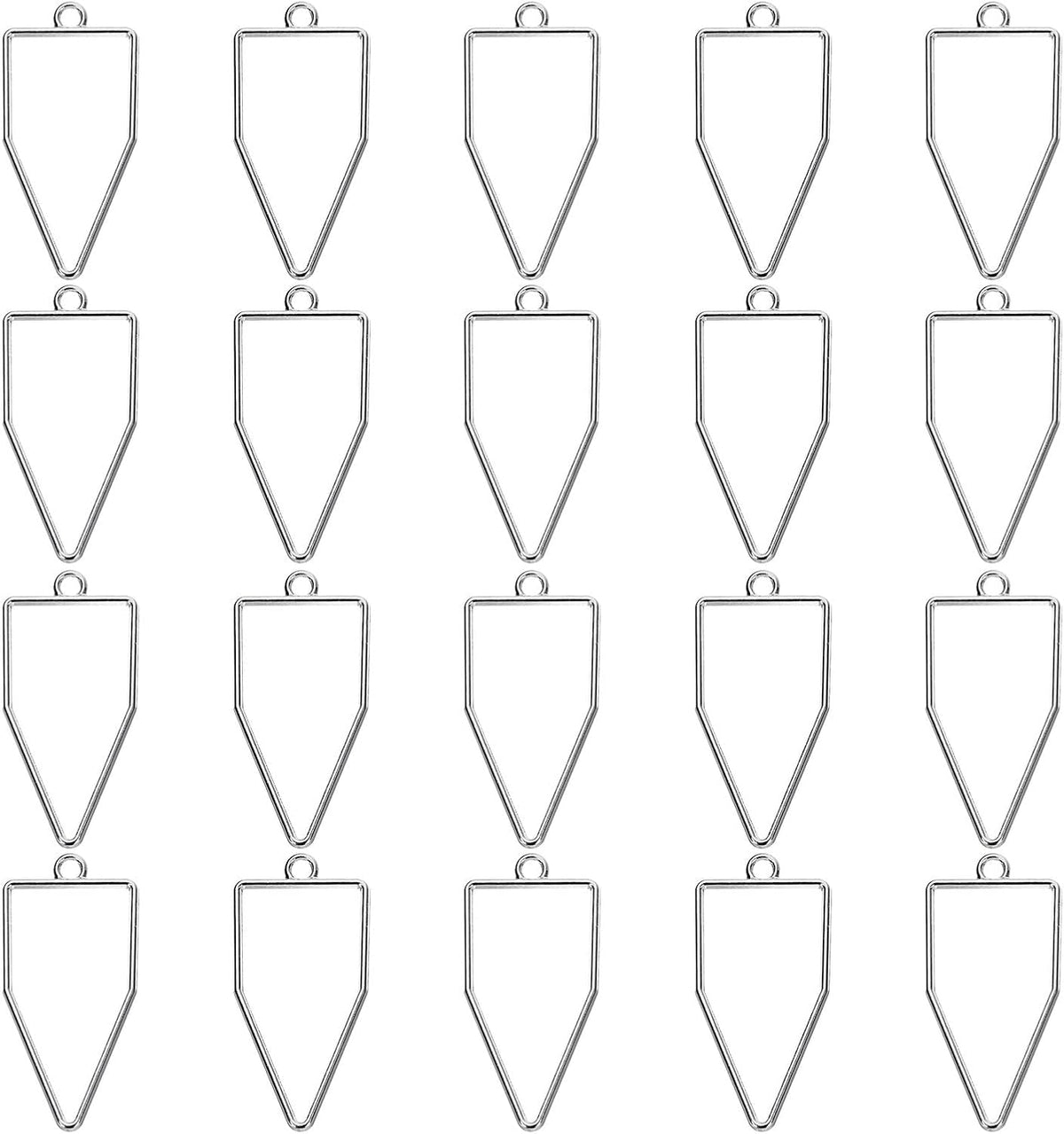 LinkMejor 60Pcs Alloy Open Bezel Pendants, Hollow Frame Pendant Geometric Open Back Frame Pendant for Resin Jewelry Making Earrings Necklace Bracelet DIY, Silver Tone