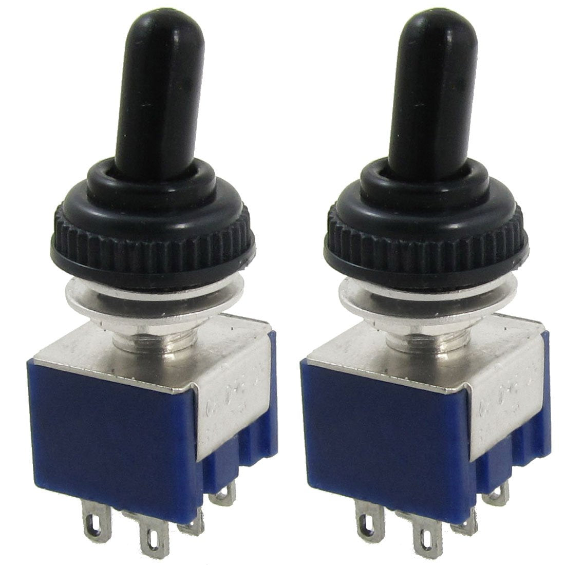 2 Pcs AC 125V 6A ON/Off/ON 3 Position DPDT Toggle Switch with Waterproof Boot