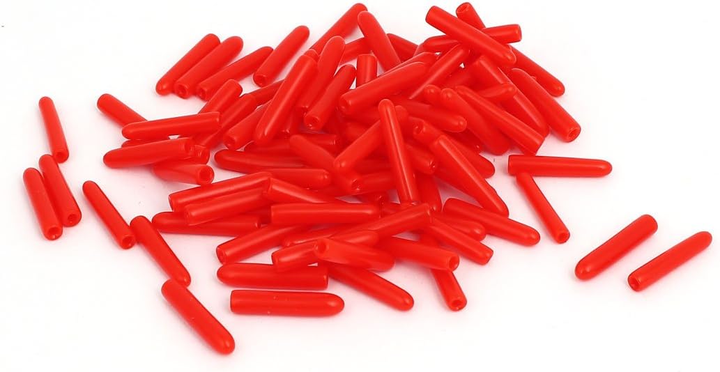 1.5mm Inner Dia Rubber Insulated End Cap Screw Thread Protector Cover Red 100pcs