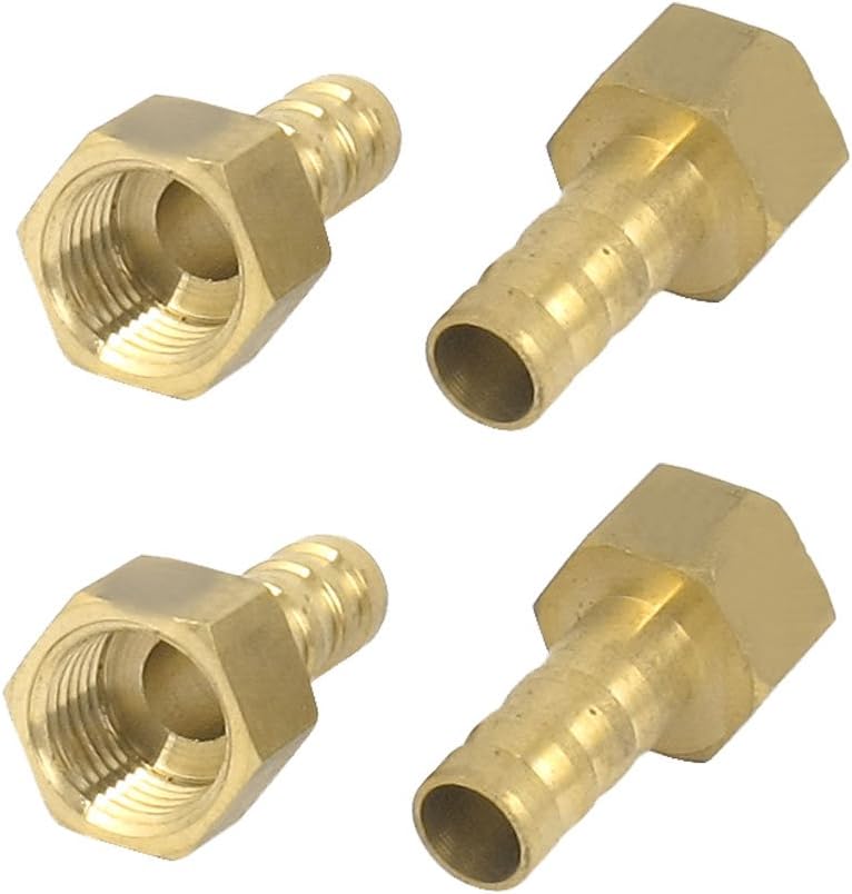 1/4BSP Thread 8mm Tube Dia Brass Hose Barb Coupler Outer Hexagon Connector 4pcs