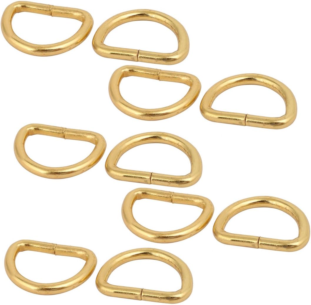 LinkMejor® 20mm Inner Width Iron Half Round Non Welded D Ring Gold Tone 10pcs