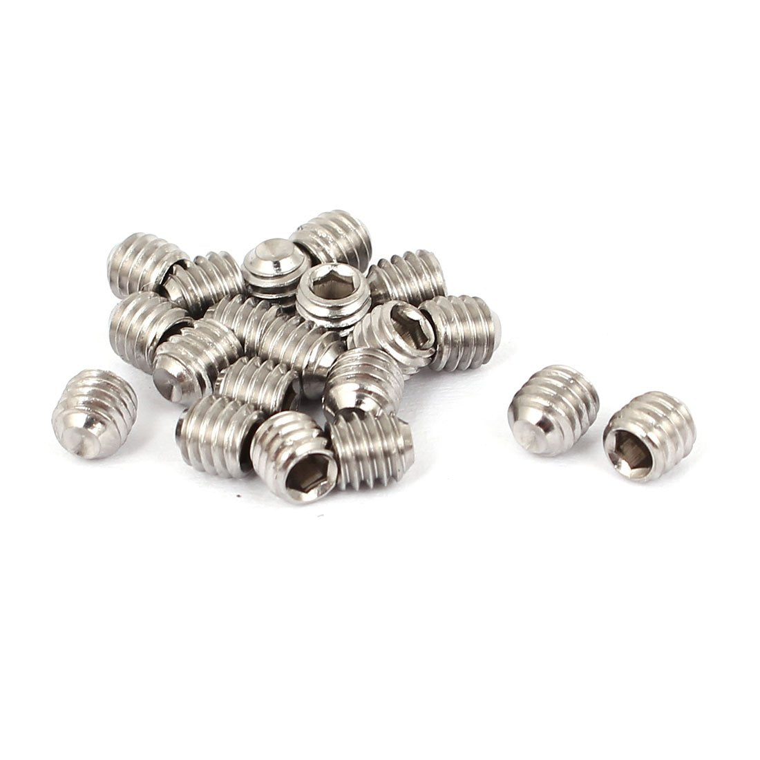 M4x4mm Metric Stainless Steel Hex Socket Set Cup Point Grub Screws Silver Tone for Towel Rack Door Knob 20pcs