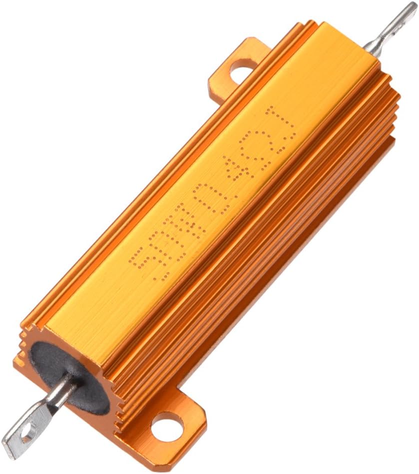 50W 0.4 Ohm 5% Aluminum Housing Resistor Screw Tap Chassis Mounted Aluminum Case Wirewound Resistor Load Resistors Gold Tone 1pcs