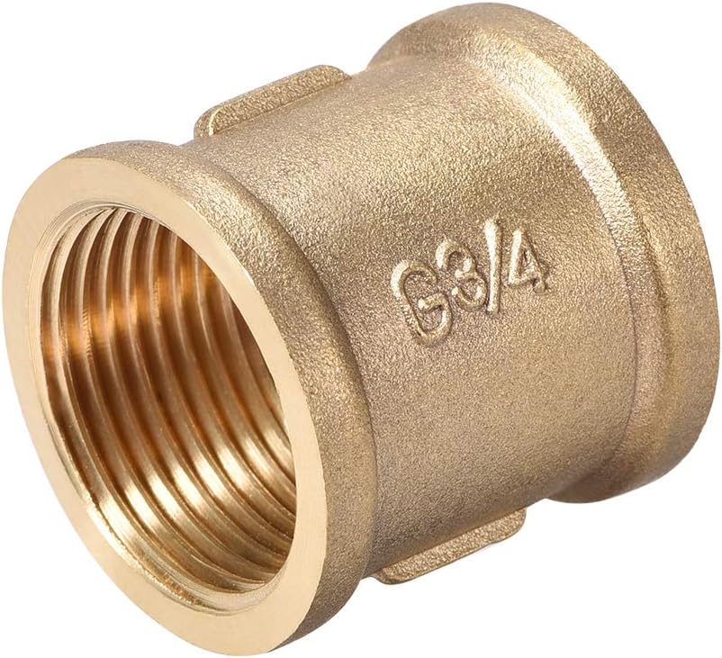Brass Cast Pipe Fittings Coupling 3/4 X 3/4 G Female Thread Gold Tone