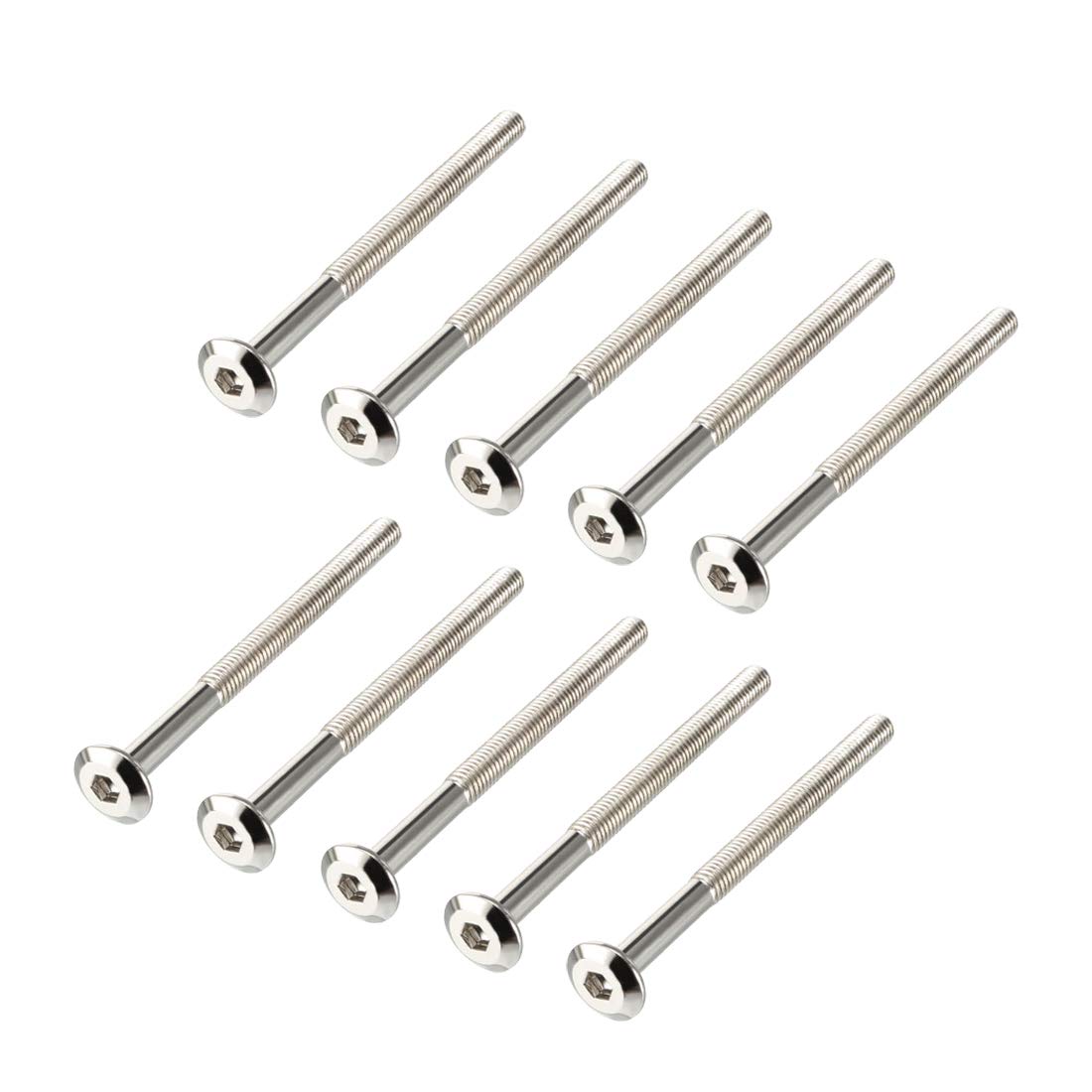 M6x80mm Furniture Bolts Hex Socket Screws Fastener 58mm Thread Length 10pcs