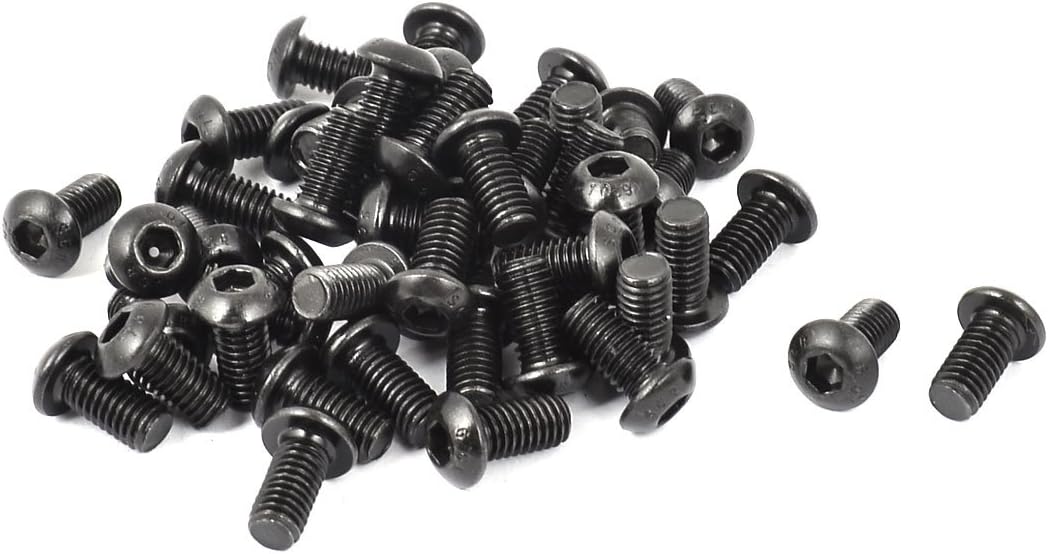 M6x12mm Button Head Hex Socket Cap Screw Bolt Black 50pcs