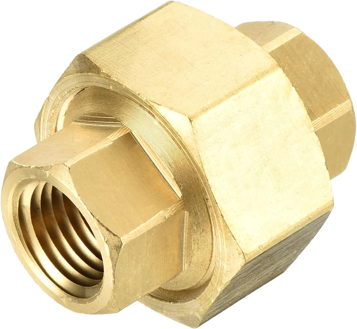Brass Pipe Fitting Coupling, 1/4NPTF Female Pipe Fittings Union, Brass Fitting Threads Adapter for Plumbing Systems, HVAC, Automotive, Industrial Machinery, Gas Systems