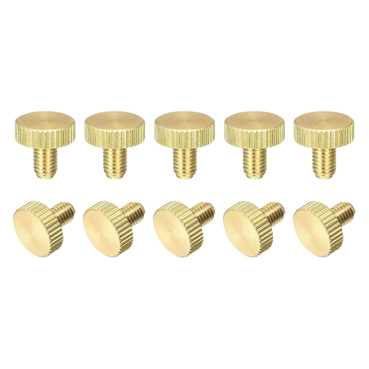 Knurled Thumb Screws, M5x8mm Flat Brass Bolts Grip Knobs Fasteners for PC, Electronic, Mechanical 10Pcs