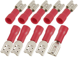 FDD 1-187 Pre Insulated 5mm Width Female Spade Crimp Connectors 10 Pcs
